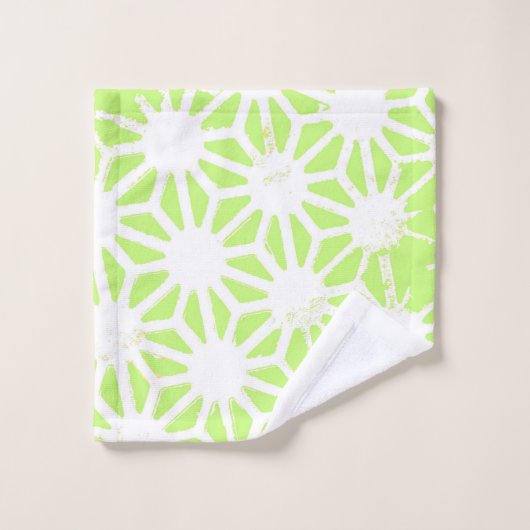 Langgroen geometrisch patroon bad handdoek (Wasdoekje)