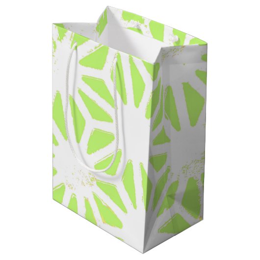 Langgroen geometrisch patroon medium cadeauzakje (Achterkant Gekanteld)