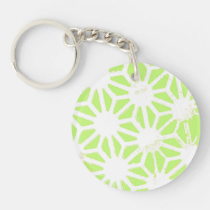 Langgroen geometrisch patroon sleutelhanger