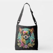  langharig chihuahua schattig hondje crossbody tas (Voorkant)