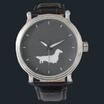 langharig dachshund silhouet | Wiener Dog Horloge<br><div class="desc">Dit originele langharige Dachshund silhouet polshorloge is verkrijgbaar in diverse stijlen voor mannen, vrouwen en kinderen. Een coole mode accessoire dat een geweldig cadeau is voor langharige Wiener Hondenliefhebbers. Bezoek Jenn’s Doodle World voor veel meer stijlvolle hondenrassen horloges.</div>