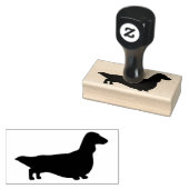 langharig dachshund silhouet | Wiener Dog Rubberstempel (Gestempeld)