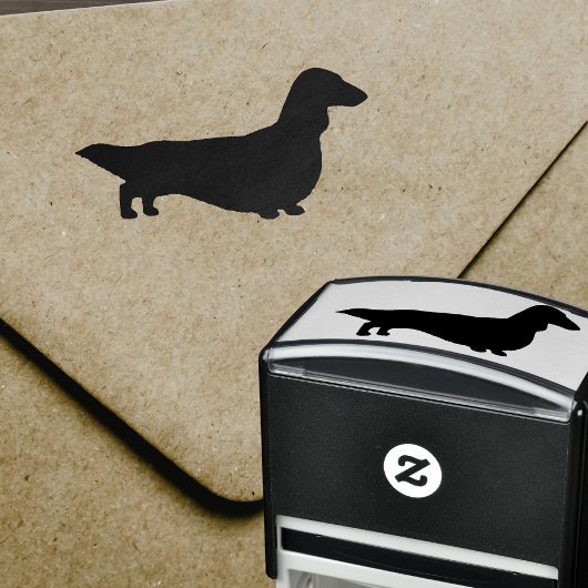 langharig dachshund silhouet | Wiener Dog Zelfinktende Stempel