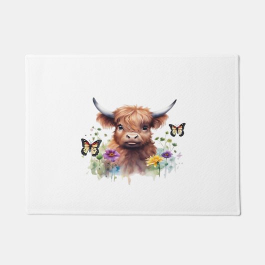 Langharig Highland Baby Koe Classic T-shirt Deurmat (Voorkant)