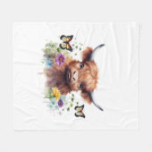 Langharig Highland Baby Koe Classic T-shirt Fleece Deken (Voorkant (Horizontaal))