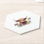 Langharig Highland Baby Koe Classic T-shirt Kartonnen Onderzetters (Schuin)