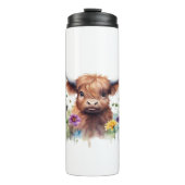 Langharig Highland Baby Koe Classic T-shirt Thermosbeker (Voorkant)