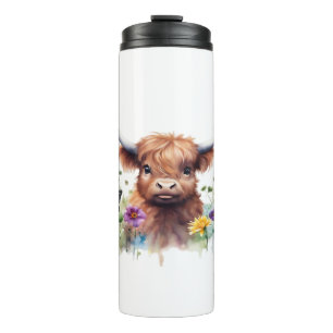 Langharig Highland Baby Koe Classic T-shirt Thermosbeker