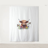 Langharig Highland Baby Koe Classic T-shirt Wandkleed (Voorkant)