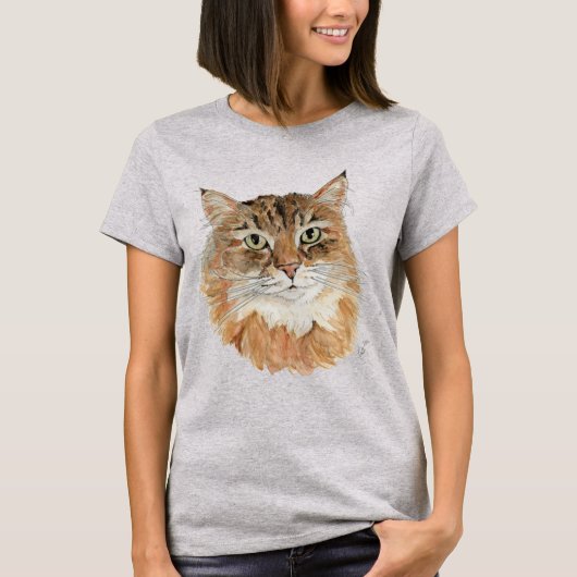 Långhårig katt t-shirt (Voorkant)
