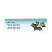 Langharige Black & Tan Dachshund - Winterbos Etiket (Voorkant)