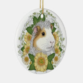 Langharige cavia's en bloemen keramisch ornament (Rechts)