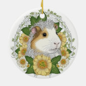 Langharige cavia's en bloemen keramisch ornament (Achterkant)