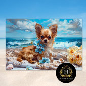 Langharige Chihuahua Beach Decoupage Tissuepapier