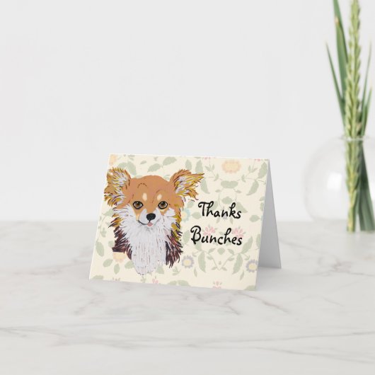 Langharige Chihuahua Custom Notecard Bedankkaart (Voorkant)
