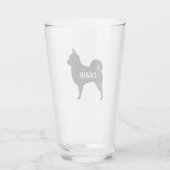 Langharige Chihuahua Dog Silhouet gepersonaliseerd Glas (Achterkant)