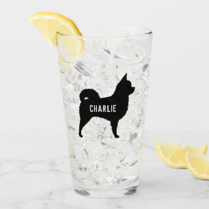 Langharige Chihuahua Dog Silhouet gepersonaliseerd Glas