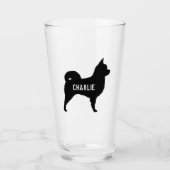 Langharige Chihuahua Dog Silhouet gepersonaliseerd Glas (Voorkant)