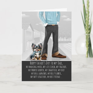 Langharige Chihuahua-hond en vader Vaderdag Feestdagen Kaart