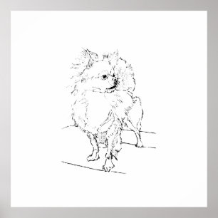 Langharige Chihuahua – Hondenillustratie Decor Poster