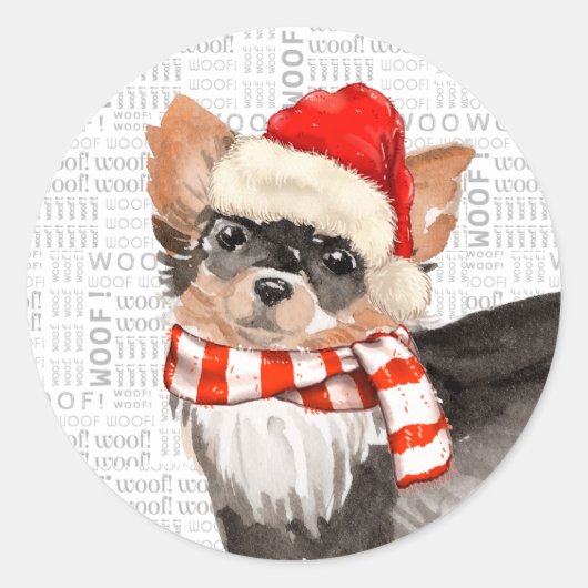 langharige chihuahua hondenvlooien navidog ronde sticker (Voorkant)