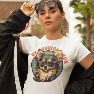 Langharige Chihuahua met zonnebril T-shirt