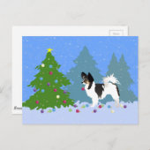 Langharige Chihuahua of Papillon Decorating Tree Briefkaart (Voorkant / Achterkant)