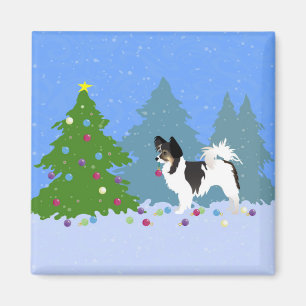 Langharige Chihuahua of Papillon Decorating Tree Magneet
