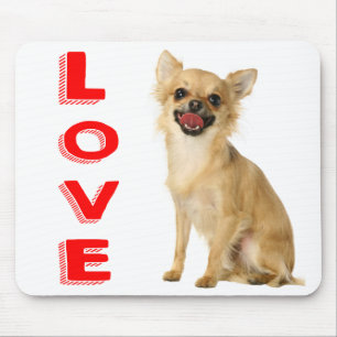 Langharige Chihuahua Puppie Hond Canine Rode Liefd Muismat