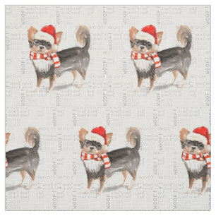 Langharige Chihuahua Santa Hond Hond Woord Kunst Stof