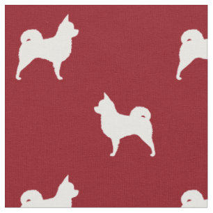 Langharige Chihuahua Silhouetten Rood en Wit Stof