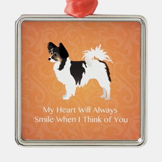 Langharige Chihuahua Thinking of You Metalen Ornament (Voorkant)