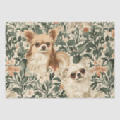 Langharige Chihuahuas William Morris Decoupage Tissuepapier (Voorkant)