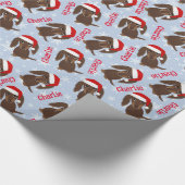 Langharige Chocolade Dachshund Kerstmis Custom Cadeaupapier (Hoek)