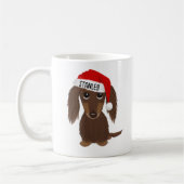 Langharige Chocolade Dachshund Santa Aangepaste Na Koffiemok (Links)