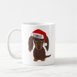 Langharige Chocolade Dachshund Santa Aangepaste Na Koffiemok