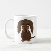 langharige chocoladeteckel | Schattigee Wiener Dog Koffiemok (Links)