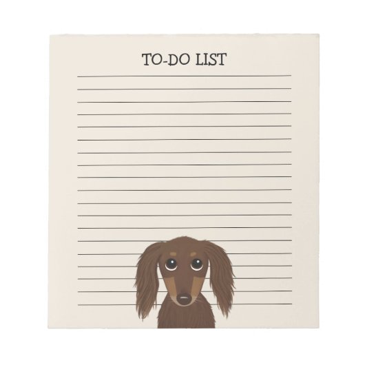 langharige chocoladeteckel | Wiener Dog Lined Notitieblok (Voorkant)