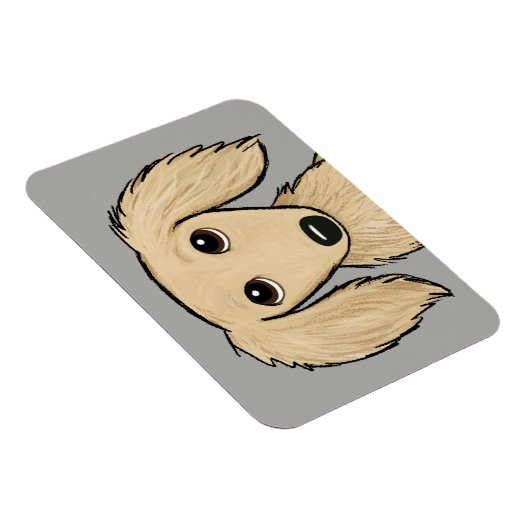 langharige crème dachshund | Cartoon Wiener Dog Magneet (Rechterzijde)