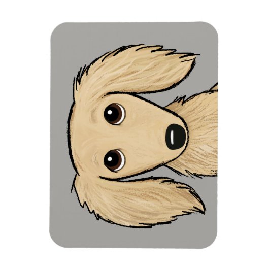 langharige crème dachshund | Cartoon Wiener Dog Magneet (Verticaal)