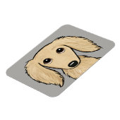 langharige crème dachshund | Cartoon Wiener Dog Magneet (Linkerzijde)