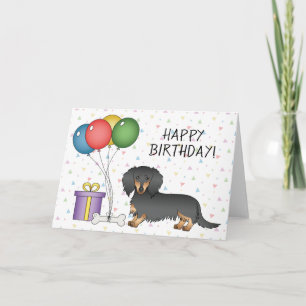 Langharige Dachshond Zwart en Lichtbruin Gefelicit Kaart