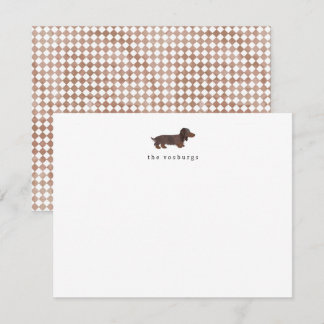 Langharige Dachshund Aquarel Vlakke Notitiekaart Notitiekaartje