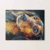 Langharige dachshund close-up legpuzzel (Horizontaal)