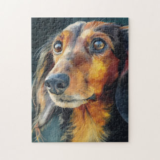 Langharige dachshund close-up legpuzzel