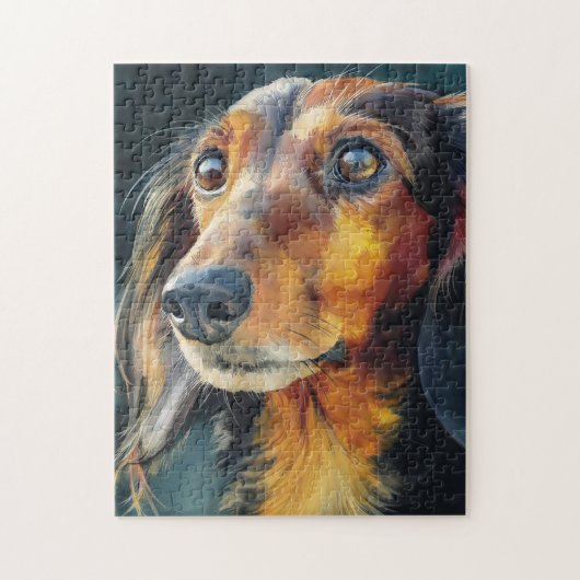 Langharige dachshund close-up legpuzzel (Verticaal)