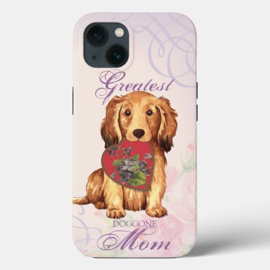 Langharige Dachshund Hart Moeder Case-Mate iPhone Case (Achterkant)