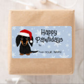 Langharige Dachshund Hond Kerstmis Gift Labels (Insitu)