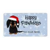 Langharige Dachshund Hond Kerstmis Gift Labels (Voorkant)