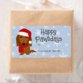 Langharige Dachshund Hond Kerstmis Gift Labels (Insitu)